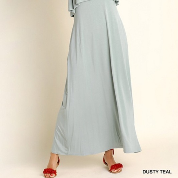 Dusty Teal Ruffled Tiered Maxi Dress - Picture 3 of 5